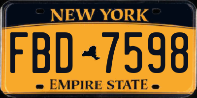 NY license plate FBD7598