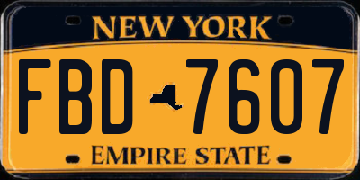NY license plate FBD7607