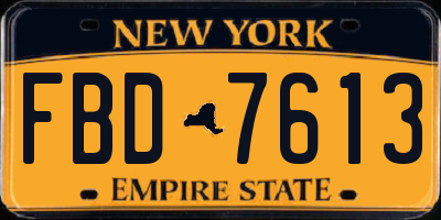 NY license plate FBD7613