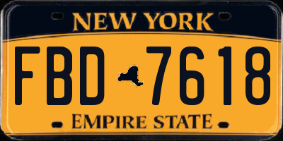 NY license plate FBD7618