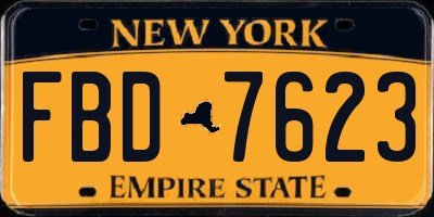 NY license plate FBD7623