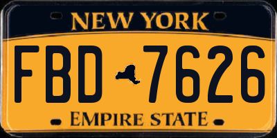 NY license plate FBD7626