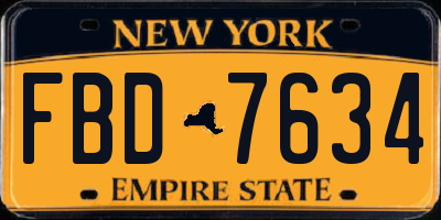 NY license plate FBD7634