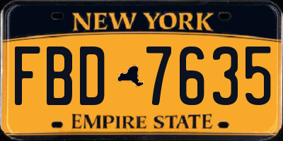 NY license plate FBD7635