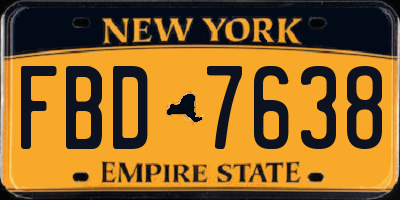 NY license plate FBD7638