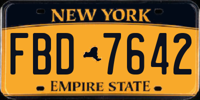 NY license plate FBD7642