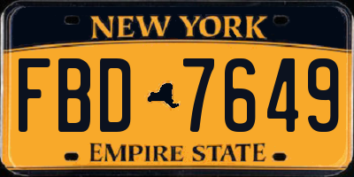 NY license plate FBD7649