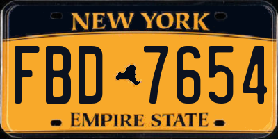 NY license plate FBD7654