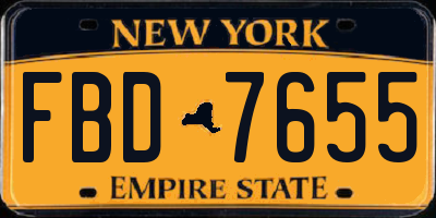 NY license plate FBD7655