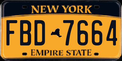 NY license plate FBD7664