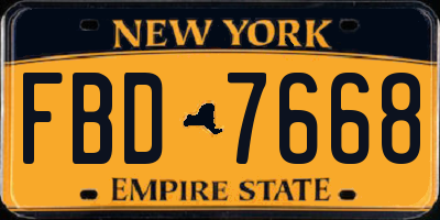 NY license plate FBD7668