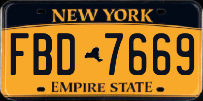 NY license plate FBD7669