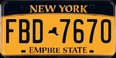 NY license plate FBD7670