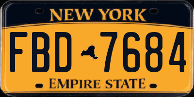 NY license plate FBD7684
