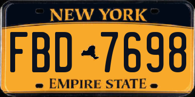 NY license plate FBD7698