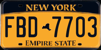 NY license plate FBD7703