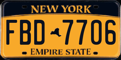 NY license plate FBD7706
