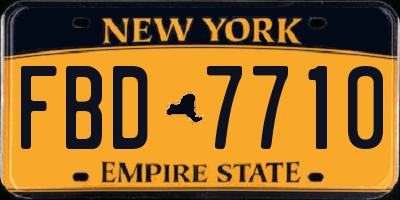 NY license plate FBD7710