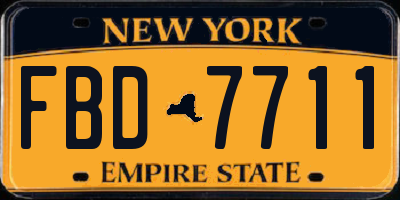 NY license plate FBD7711