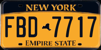 NY license plate FBD7717