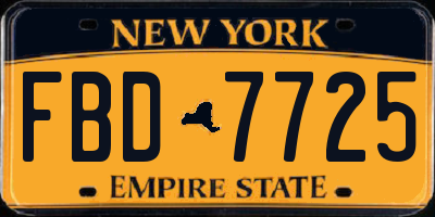 NY license plate FBD7725