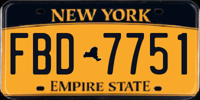 NY license plate FBD7751