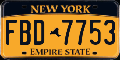 NY license plate FBD7753