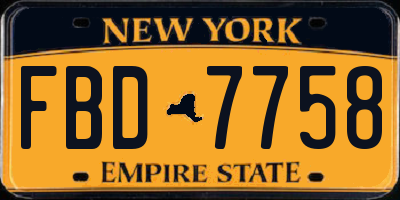 NY license plate FBD7758
