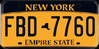 NY license plate FBD7760