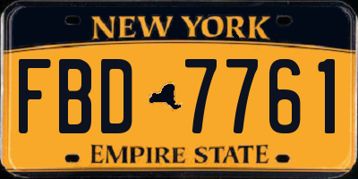 NY license plate FBD7761