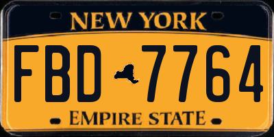 NY license plate FBD7764