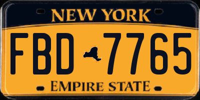 NY license plate FBD7765