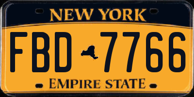 NY license plate FBD7766
