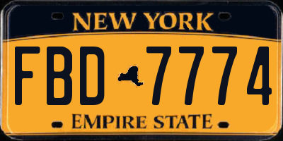 NY license plate FBD7774