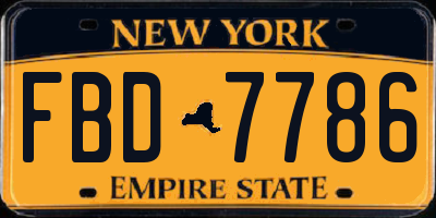 NY license plate FBD7786