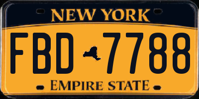 NY license plate FBD7788