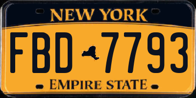 NY license plate FBD7793