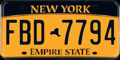 NY license plate FBD7794