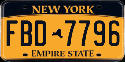 NY license plate FBD7796