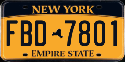 NY license plate FBD7801
