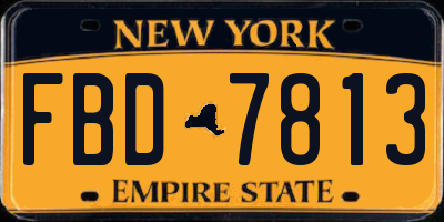 NY license plate FBD7813