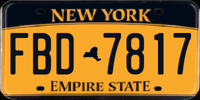 NY license plate FBD7817