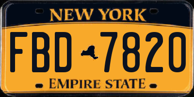 NY license plate FBD7820