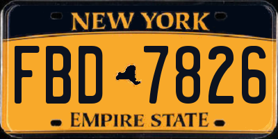 NY license plate FBD7826