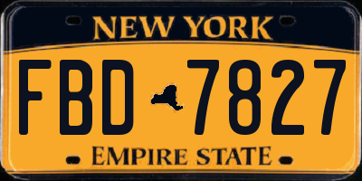 NY license plate FBD7827