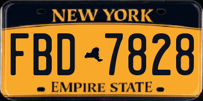 NY license plate FBD7828