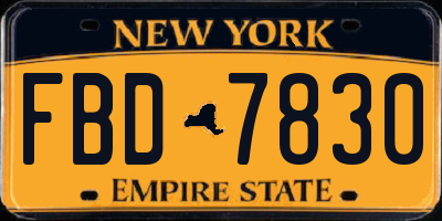 NY license plate FBD7830