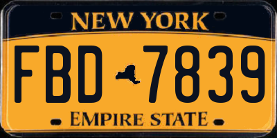 NY license plate FBD7839