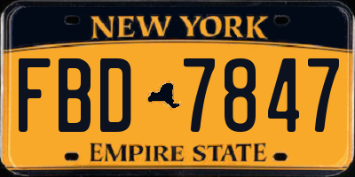 NY license plate FBD7847