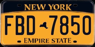 NY license plate FBD7850